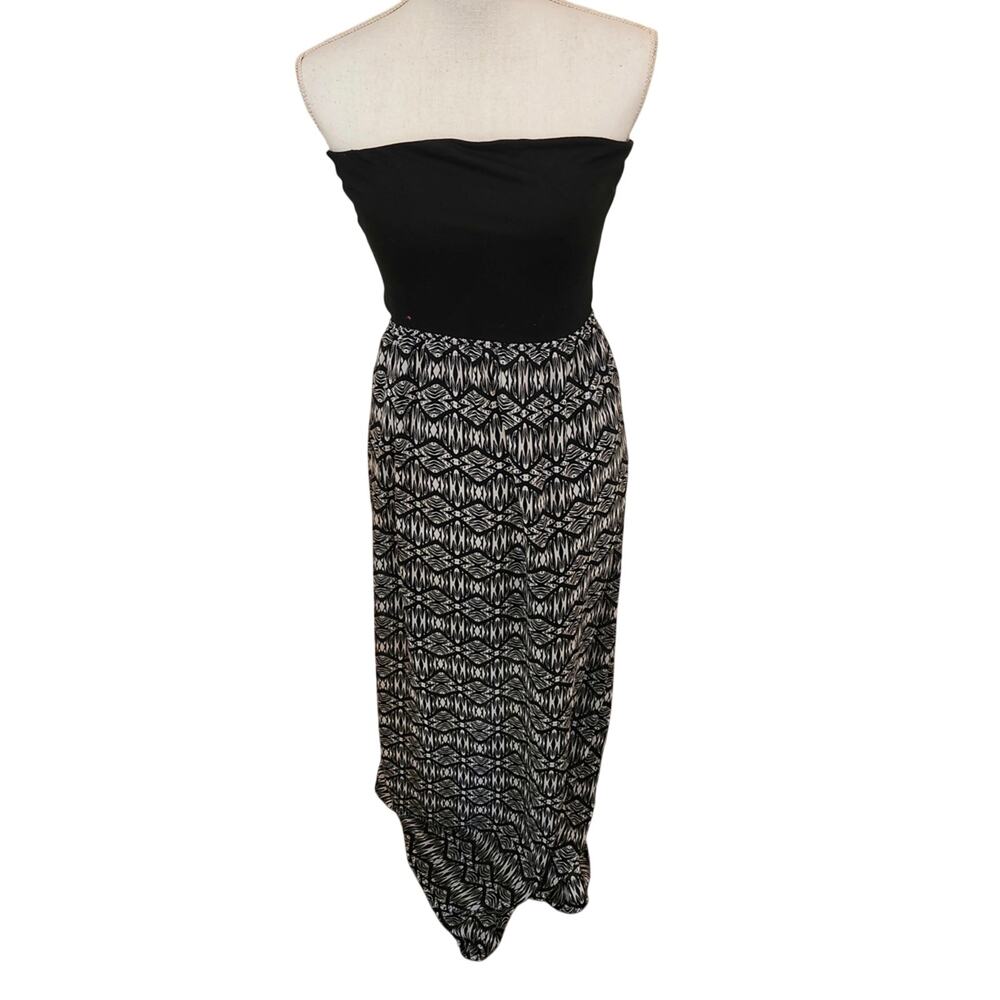 Decree Black and White Geometric Print Women's Strapless Dress Size Large
